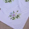 Vintage Pure Cotton Handkerchief Girl Napkins Embroidereds Women Napkin Embroidered Butterfly Lace Flower Handkerchiefs Home Homes tableware Napkin DE419