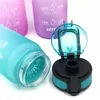 1000 ml Sportwasserflaschen -Gradientenfarbe gefrosteter undichtfestes Plastik im Freien im Freien Sportflaschen mit tragbarem Seil