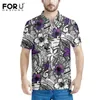 Forudugns erkekler yeşil golf gömlekleri hibiscus hawaiian çiçek polinezya desen baskı hombre gündelik şort kolları giysi tees 220620