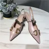 Designer horseshoe ankle buckle buckle versatile women's sandals latest high heels go out one line slippers leather dress shoes 35-40