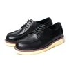 Vintage Leather Toe Layer Cowhide Men's Platform Shoes Casual Men