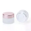 Milchglas-Cremedose, transparente Kosmetikflasche, Make-up-Lotion, Lippenbalsam-Behälter mit roségoldenem Deckel, Innenauskleidung, 5 g, 10 g, 15 g, 20 g, 30 g, 50 g, 100 g