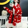 Women's Knits & Tees Net Red Sweater Knitted Cardigan Women Autumn And Winter Thick Loose Roving Cherry Embroidery CoatWomen's Begu22