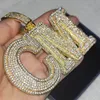 Новая мода позолоченный полный Bling CZ камень DIY индивидуальное имя кулон с буквой ожерелье с 3 мм 24-дюймовой веревочной цепочкой для мужчин, женщин235J