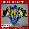 Corpo stampo ad iniezione per HONDA Blackbird CBR1100 CBR 1100 XX CC 1100XX 96-07 114No.25 CBR1100XX 1996 1997 1998 1999 2000 2001 1100CC 02 03 04 05 06 07 Carena pesce squalo blu