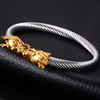 316L RVS Dragonstwisted Wire Strand Manchet Bangle Elastische Verstelbare Heren Dragon Armband 5 Kleur