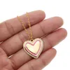 Cadeau Saint Valentin collier pendentif coeur avec émail rose poli coeur charme longue chaîne personnaliser graver étiquette de nom colliers239O