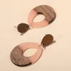 Vintage geometryczne kolczyki z żywicy drewna proste akrylowe kolczyki dla kobiet prezent biżuterii