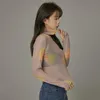 韓国のファッションメッシュトップルネッサンスプリントシートップスクポップデザイナーの服タートルネックTシャツ日本語cx220420