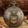 Pocket Watches Watch Bronze Vintage Antique Copper Steampunk Exquisite Carving Rose Flower Quartz Necklace Pendant Clock Thun22