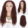 Perruque Lace Front Wig synthétique bouclée 24 pouces, perruques Lace Frontal Wig de Simulation de cheveux humains CX-18765