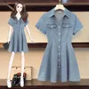 Casual Dresses Summer Denim Shirt 2022 Fashion Women Sharw Down Collar Single Breasted Female Vintage Loose Mini Jean DressCasual