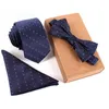 Vintage Polyester Yarn Men Tie Set Jacquard Woven Coldie Bowtie Suit Bleu rouge pour le marié Business Wedding Party