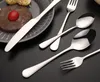 Flatware Sets Gold silver stainless steel food grade silverware cutlery set utensils include knife fork spoon teaspoon SN4519