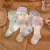 Chaussettes Tutu princesse pour bébés filles, en coton extensible, mignonnes, antidérapantes, à volants, côtelées aux genoux, avec nœuds, accessoire pour nouveau-né