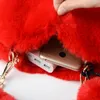 Evening Bags Faux Fur Winter Women Handbags Heart Shaped Shoulder Bag Female Clutch Purse Chain Messenger Plush Crossbody