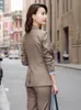 Damen Zweiteilige Hosen Herbst Winter Formelle Uniform Designs Hosenanzüge Hochwertiger Stoff Professionelle Business Arbeitskleidung Blazer Set Anzüge