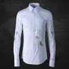 メンズカジュアルシャツイタリア高品質長袖メンメンブランド白いシャツ4xlトップファッション男性カミサ化学者
