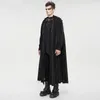 Herengeulcoats goth zwarte cape man herfst/winter lange fleece zware cooded fur collarmen's