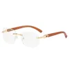 Sonnenbrille Rechteck Designer für Männer modische randlose Sonnenbrille Holz Getreide Frauen rahmenlose Brille UV400Sungglasssesandlasses