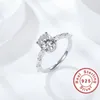 Bröllopsringar Glittering 2.0ct Moissanite Classic Simple Type 6 Ring for Girl 925 Sterling Silver Fine Jewelrywedding Ringswedding