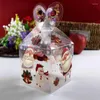 Gift Wrap 3pcs/lot Christmas Cartoon Transparent PVC Boxes Candy Cookie Apple Package Box Festival