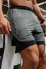 Ginásio shorts shorts verão 2 em 1 multiplocket sports esportes de alta qualidade muscular treinamento masculino executando d220615