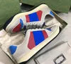 Low Top Casual Shoes Distressed Screener Sneakers Classic Blue Red Stripe Rubber Shoe Leather Trainers Men Women Sneaker