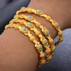 4pcs/Lot 24K Dubai اثنين من الأساور ذات اللون الذهبي للنساء فتاة أفريقية إريتريا الزفاف الزفاف المجوهرات المجوهرات