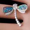 Colares pendentes Dragonfly Teal Blue Fire Opal CZ Jóias de prata para mulheres Colar de colar de colar