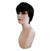 Pixie Cut Wig Human Hair Brazilian Straight Wigs Natural Full Machine Made None spets peruker med Bang för svarta kvinnor Glueless1232621