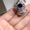 Mode Lady Kvinnor Brass 18k Förgylld Ställa in Full Diamond Crystal Snake Form Öppna Ring Gratis Storlek