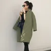 Cotton Padded Jacket Coats Women Fashion Army Green Black Slim Zipper Zip Up Long Coat Autumn Fall Winter Outwear Female Parka 201126