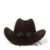2 kobiety mężczyźni Hollow Western Cowboy Hat with Tauren Belt Winter Autumn Outback Jazz Toca Sombrero Cap Rozmiar 5658cm 220813