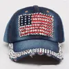 American Flag Retro Cowboy Hat Fashion Designer Diamond Studded Peaked Cap Adjustable Outdoor Travel Sun Hats RRE13766