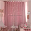 Curtain Window Treatments Home Textiles Garden Hollow Star Thermal Insated Blackout Curtains For Living Room Bedroom Blinds Stitched With