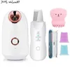 Nano Ionic Face Sprayer Steamer Machine +Ultrasonic Skin Scrubber Pore Cleaner Blackhead Remover Deep Cleaning Beauty Instrument 220516