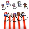 Fast DHL halloween horrible movie tumbler straw topper silicone mold cover charms Splash Proof drinking dust plug decorative 8mm s4819801