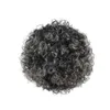 Grå hårstråning hästsvans kinky lockigt afro klipp på updo chignon bun hårstycke förlängningar för afroamerikanska kvinnor medium SI4600777