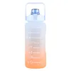 2L Große Kapazität Wasserflasche mit Strohgradienten Farbe Matte Plastik Sport Tragbare Tropfenfest Nette Botle W4