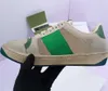 Baskets Screener beige Butter Dirty leather Chaussures running vintage Bande Web rouge et verte Luxurys Designers Sneakers Semelle en caoutchouc bicolore Classic Casual Shoe 35-44