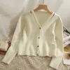 Women's Knits & Tees Versatile Cardigan Femme 2022 Autumn Fashion Bright Silk Sweater Long Sleeve Solid Single Breasted Coat Causal Vitnage
