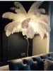 Nordic Resin Copper Ostrich Feather Floor Lamp Living Room Home Decor Led Sofa Side Corner Standing Light Bedroom Bedside Lamp