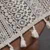 Rideaux Boho Chic Crochet Géométrie Tricoté Fenêtre Rideaux Ferme Rétro Beige Drapé Simi Sheer Pour Chambre Salon TJ7036