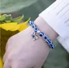 Amuletos religiosos acrílicos Lucky Hand Riss Strands Stretch Bracelet Joias Evil Blue Eyes Bead Bracelet for Women Men Jewellry Party Gift