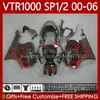 Kit carrosserie pour HONDA VTR1000 RTV1000 RC51 00 01 02 03 04 05 06 Carrosserie 123No.48 VTR 1000 SP1 SP2 Flammes rouges 2000 2001 2002 2003 2004 2005 2006 VTR-1000 2000-2006 Carénage