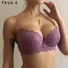 Merk hete sexy push -up bh bra diep v brassiere dikke katoenen vrouwen ondergoed kanten paarse borduurwerk bloemen lingerie a b c cup bhas lj200821