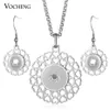 Stainless Steel Ginger Snap Button Jewelry Set 18mm Pendants Necklace and 12mm Earrings NN-625 Vocheng211Z