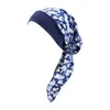 Muzułmański hidżab druk z kwiatem turbanu Turban Hat Summer wstępnie związany chemo osłony chemo czapki włosów Wewnętrzne hidżabs kapiuma muzułmański