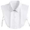 Women False Collars Decor White Ties Button Down Fake Collar Solid Color Neck Female Shirt Detachable Accessories